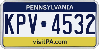 PA license plate KPV4532