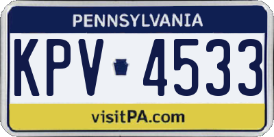 PA license plate KPV4533