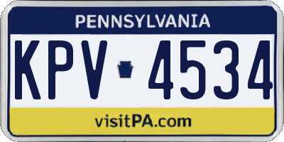 PA license plate KPV4534