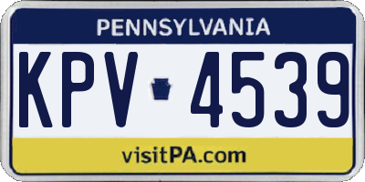 PA license plate KPV4539