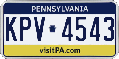 PA license plate KPV4543