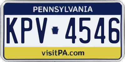 PA license plate KPV4546
