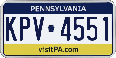 PA license plate KPV4551