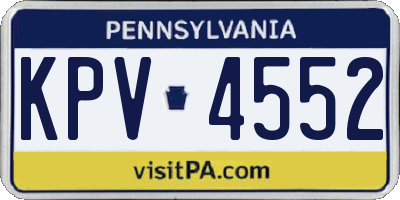 PA license plate KPV4552