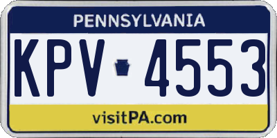 PA license plate KPV4553