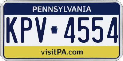 PA license plate KPV4554