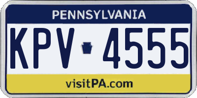 PA license plate KPV4555