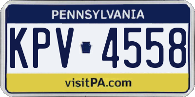 PA license plate KPV4558