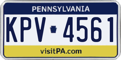 PA license plate KPV4561