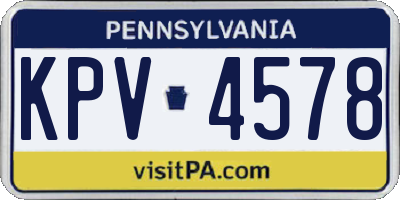 PA license plate KPV4578
