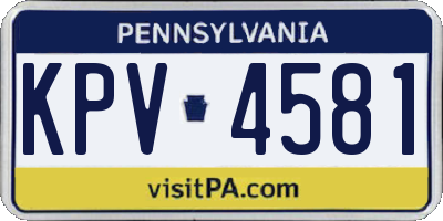 PA license plate KPV4581