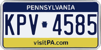 PA license plate KPV4585