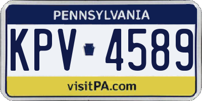 PA license plate KPV4589
