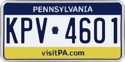PA license plate KPV4601