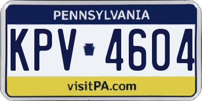 PA license plate KPV4604