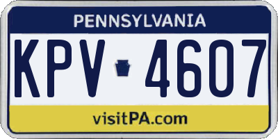 PA license plate KPV4607