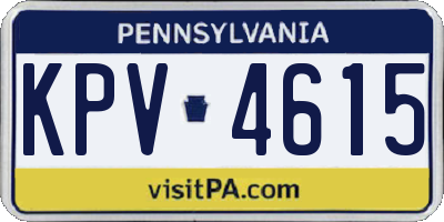 PA license plate KPV4615