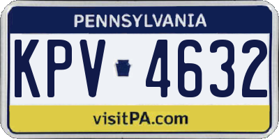 PA license plate KPV4632