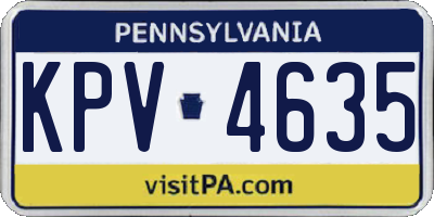 PA license plate KPV4635