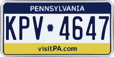 PA license plate KPV4647