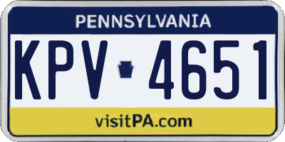 PA license plate KPV4651