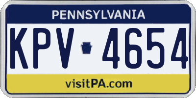 PA license plate KPV4654