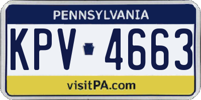 PA license plate KPV4663