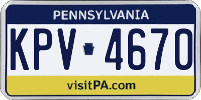 PA license plate KPV4670