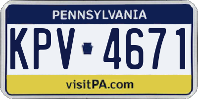 PA license plate KPV4671
