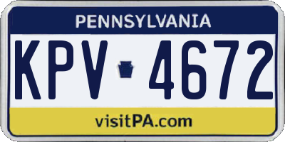 PA license plate KPV4672