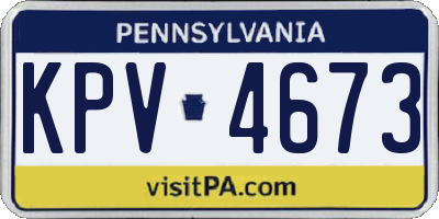 PA license plate KPV4673