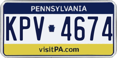 PA license plate KPV4674