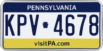 PA license plate KPV4678