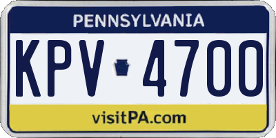 PA license plate KPV4700