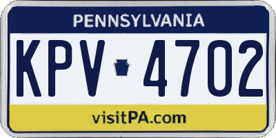 PA license plate KPV4702