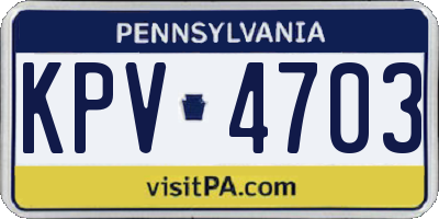 PA license plate KPV4703