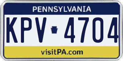 PA license plate KPV4704