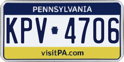 PA license plate KPV4706