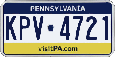 PA license plate KPV4721