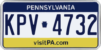 PA license plate KPV4732