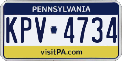 PA license plate KPV4734