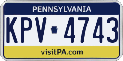 PA license plate KPV4743