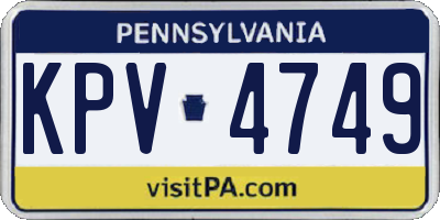 PA license plate KPV4749
