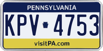PA license plate KPV4753