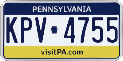 PA license plate KPV4755