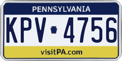 PA license plate KPV4756