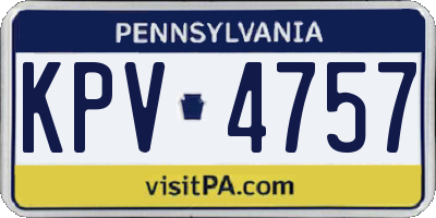 PA license plate KPV4757