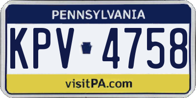 PA license plate KPV4758