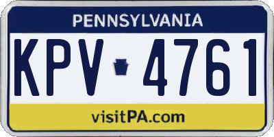 PA license plate KPV4761