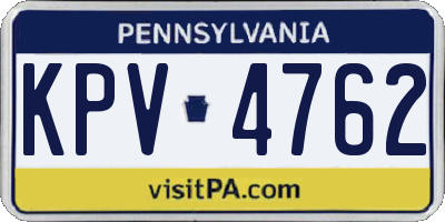 PA license plate KPV4762